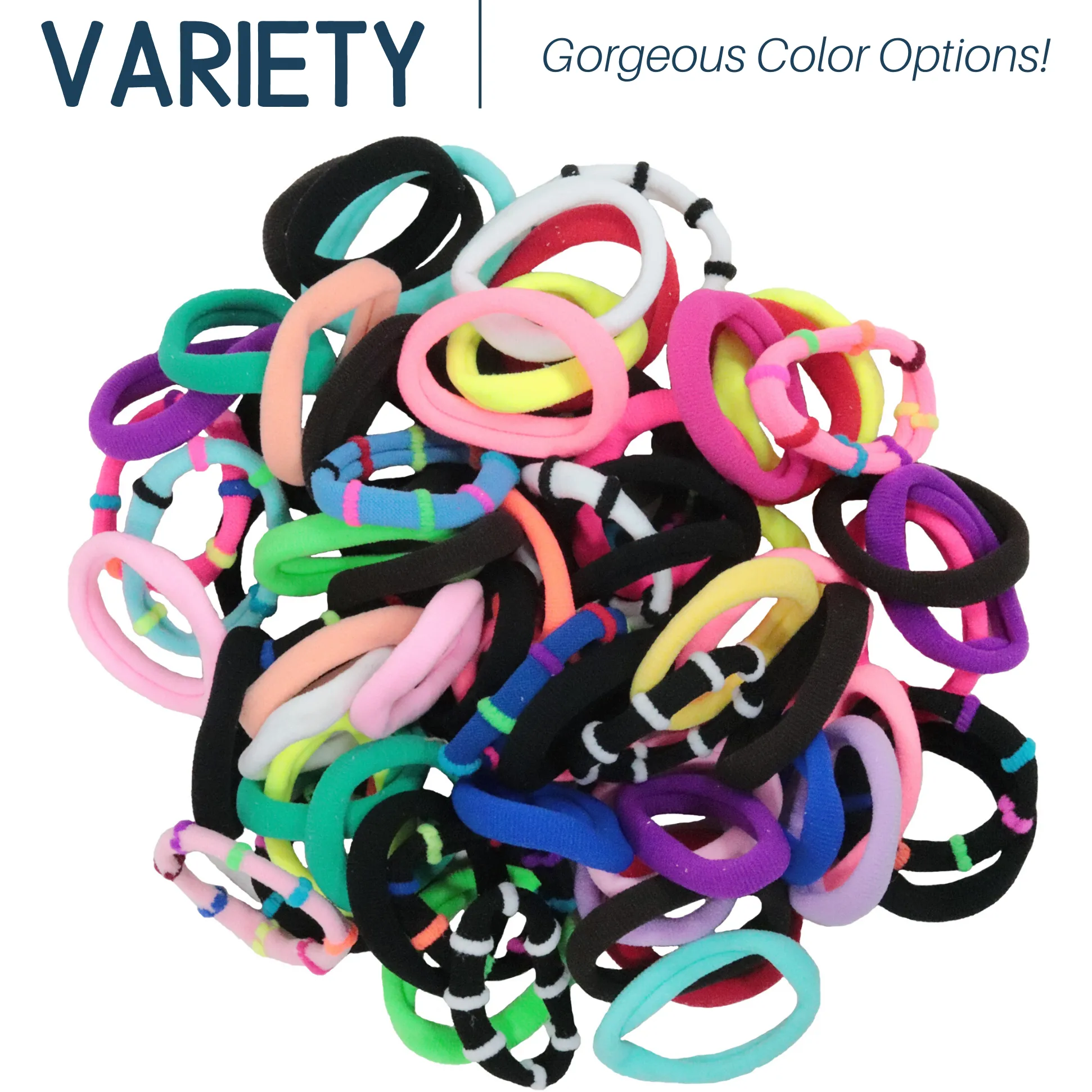 Hair Ties Seamless Terry Elastics 100 Pack You Pick Colors and Quantities