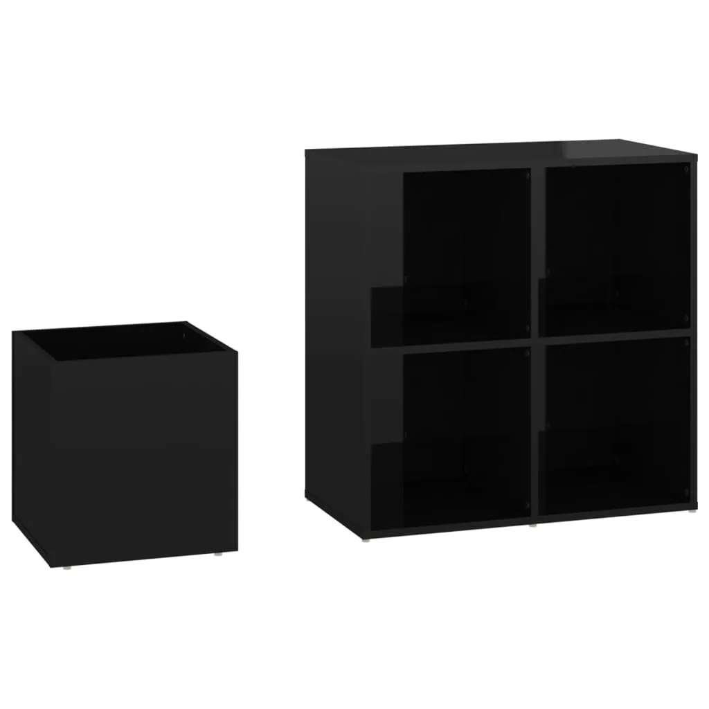 Hall Shoe Cabinet High Gloss Black 105x35.5x70 cm Chipboard