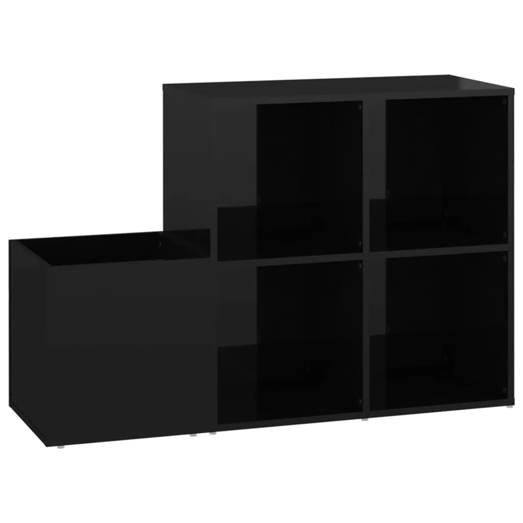 Hall Shoe Cabinet High Gloss Black 105x35.5x70 cm Chipboard