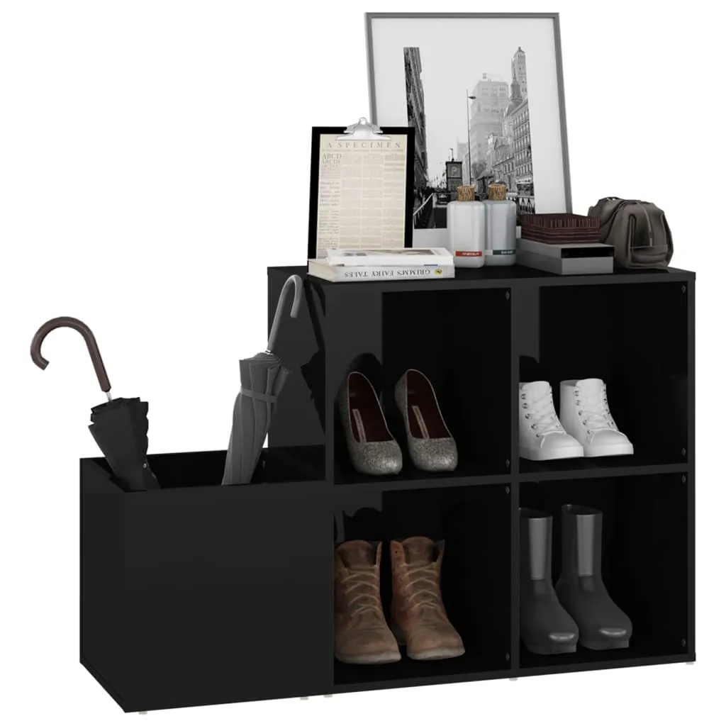 Hall Shoe Cabinet High Gloss Black 105x35.5x70 cm Chipboard