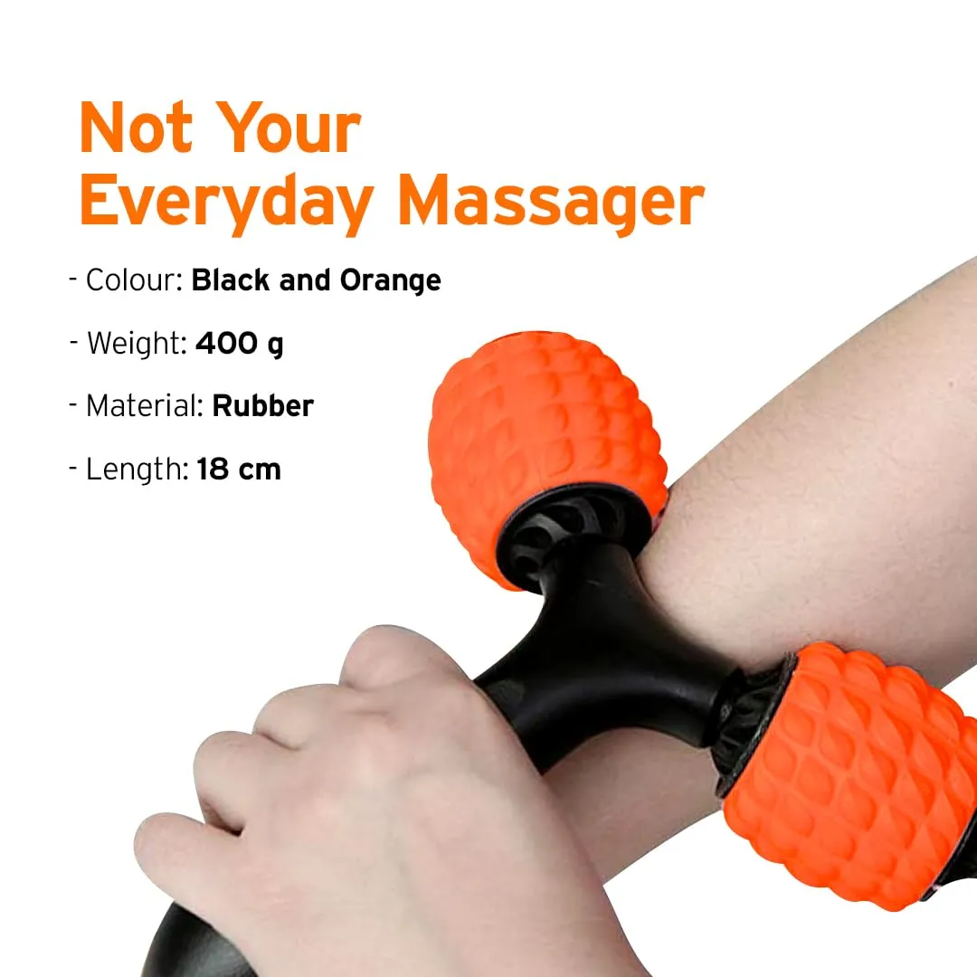 HEAD Deep Tissue Massage Roller | Foam Roller For Neck Pain Relief | Massage Roller for Exercise Gym | Full Body Massager | Trigger Point Therapy | Home & Gym Fitness | Two Acupressure Wheels- Orange