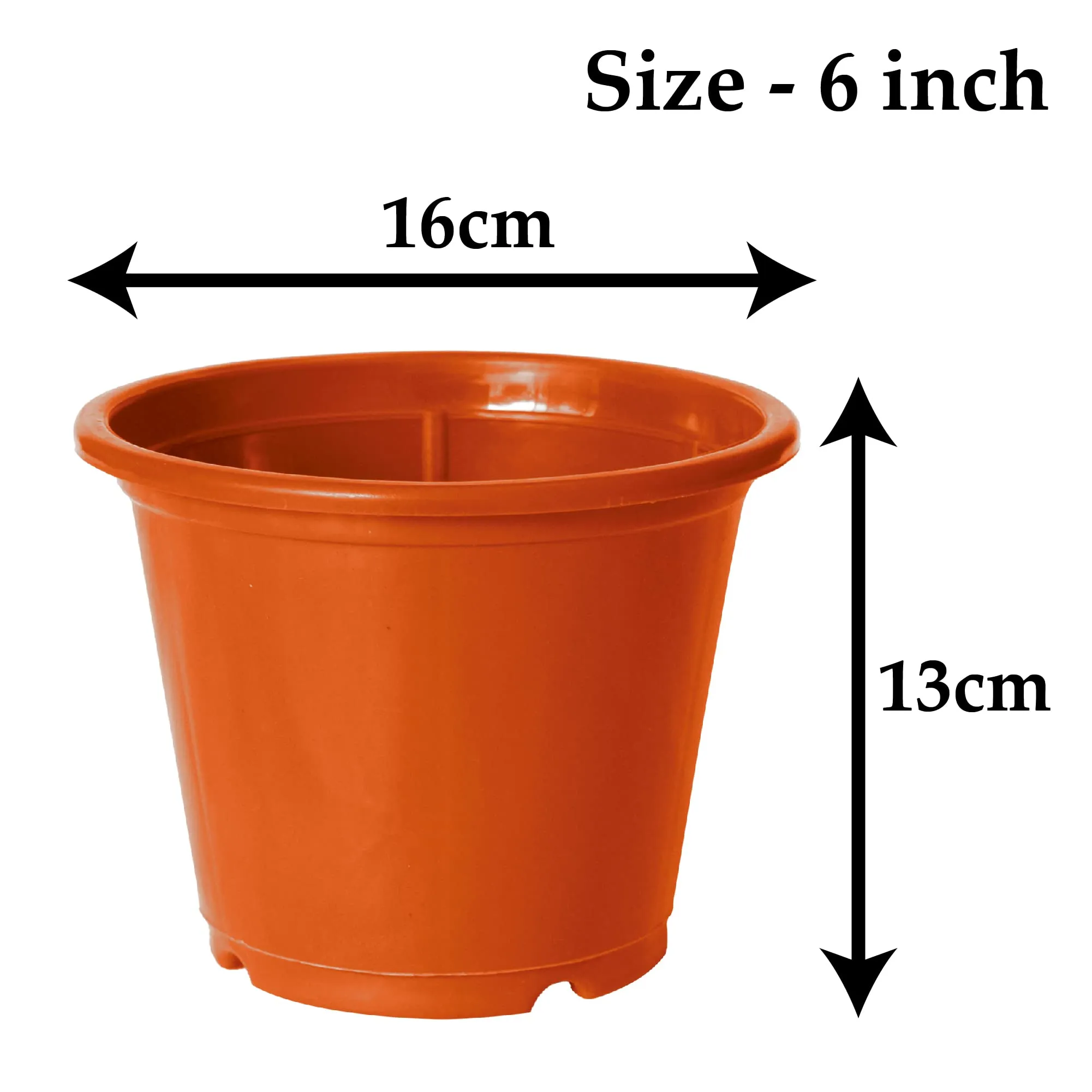 Heart Home Durable Plastic Flower Pot|Gamla with Drain Holes for Indoor Home Decor & Outdoor Balcony,Garden,6"x5",Pack of 4 (Orange)