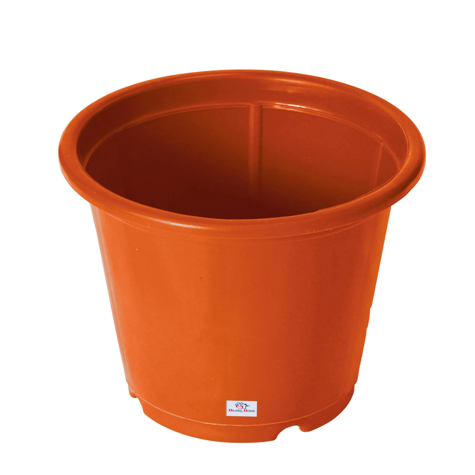 Heart Home Durable Plastic Flower Pot|Gamla with Drain Holes for Indoor Home Decor & Outdoor Balcony,Garden,6"x5",Pack of 4 (Orange)