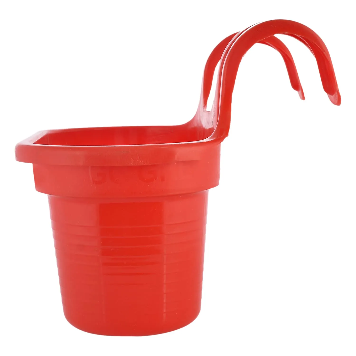 Heart Home Hanging Flower Pot|Double Hook Plant Container|Durable Plastic Glossy Finish Pots for Home|Balcony|Garden|12 Inch|Pack of 2 (Red)