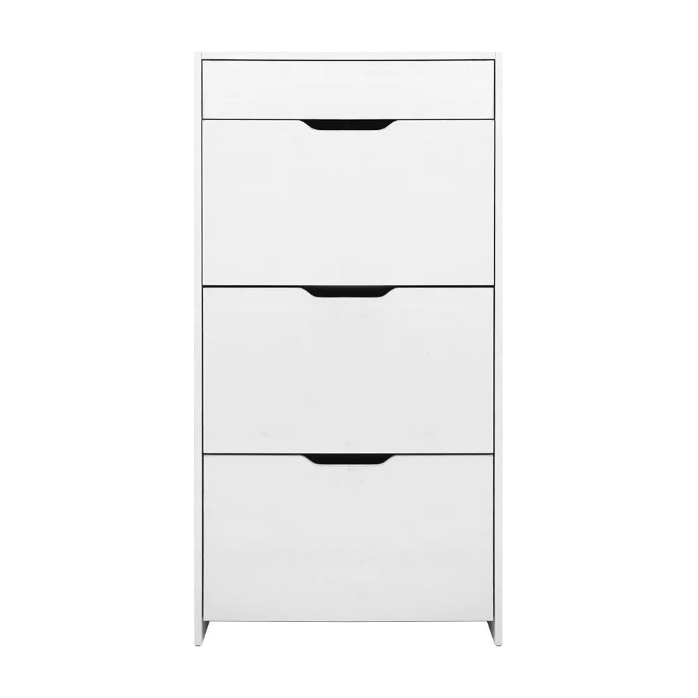 High-Gloss 3-Tier Shoe Cabinet with Drawer, Adjustable Storage - Artiss