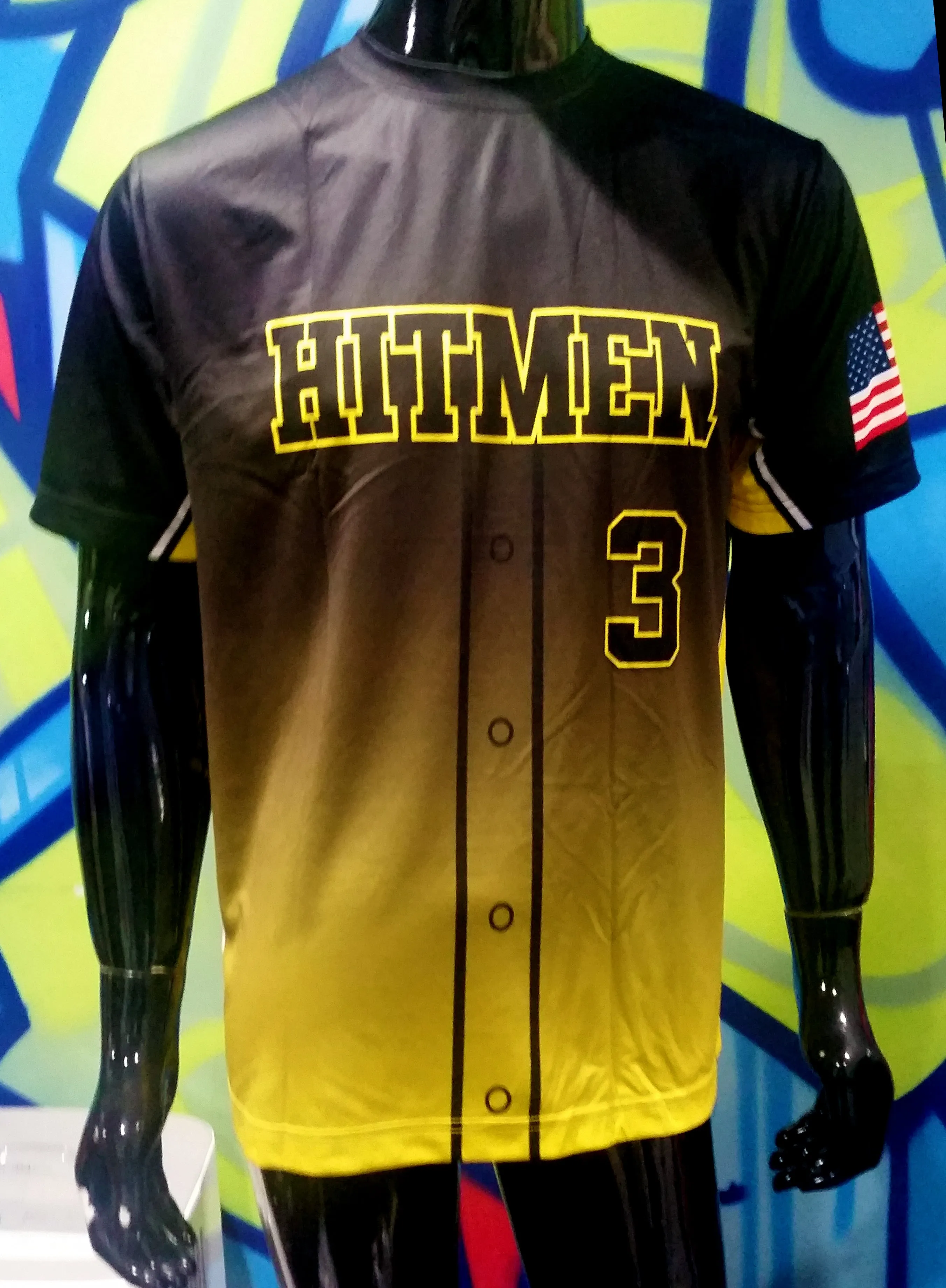 Hitmen, Yellow Fade, Faux Buttons - Custom Full-Dye Jersey