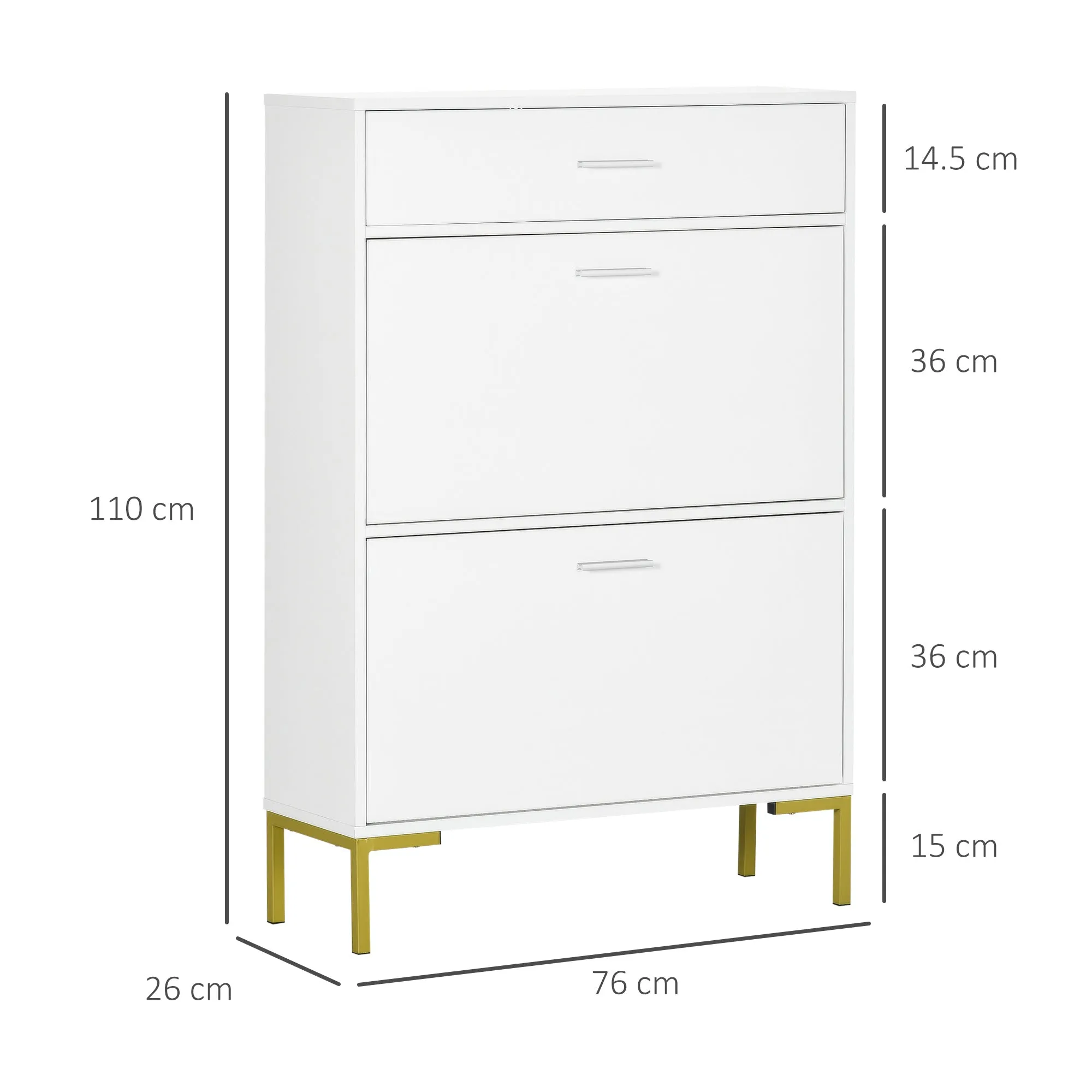 Homcom Modern Shoe Cabinet With 2 Flip Doors