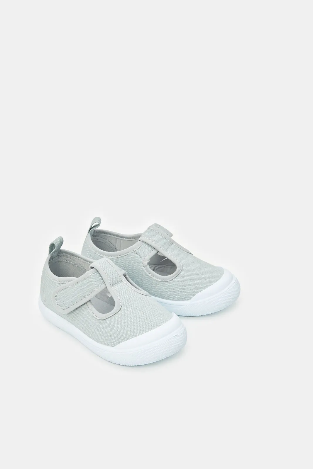 Infant Boys Grey Velcro Pump