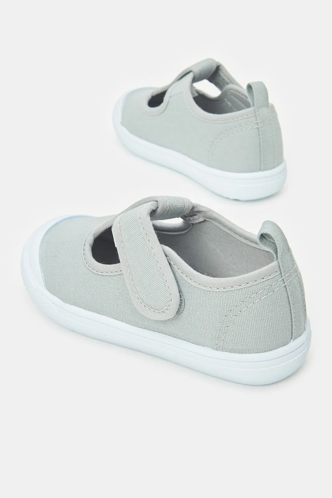 Infant Boys Grey Velcro Pump