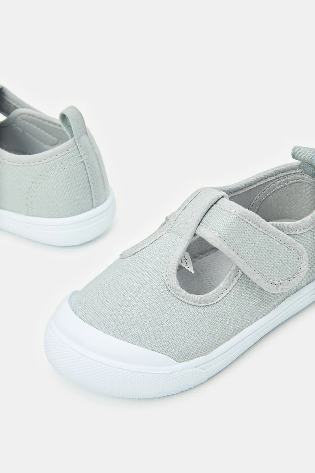 Infant Boys Grey Velcro Pump