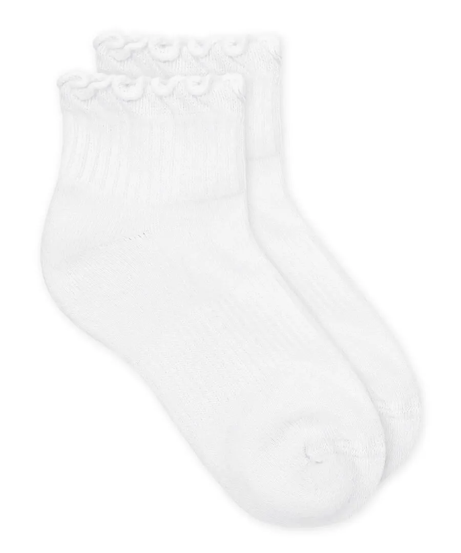 Jefferies Socks Smooth Toe Ruffle Ripple Edge Sport Quarter Socks