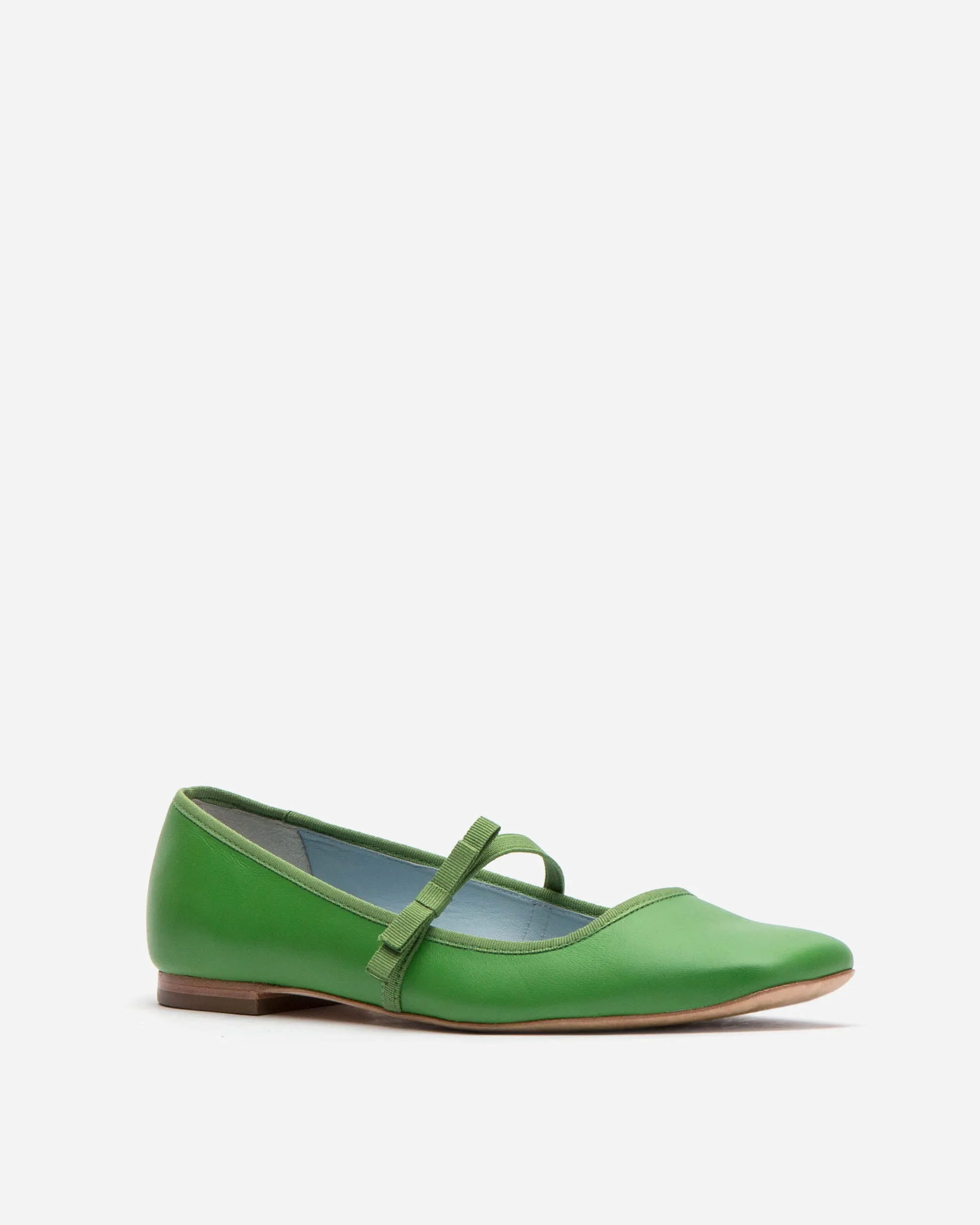 Jude Mary Jane Leather Flat Green