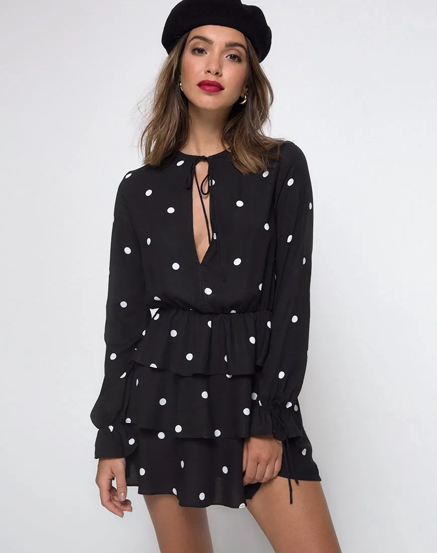 Kepsibelle Dress in Black and White Polkadot