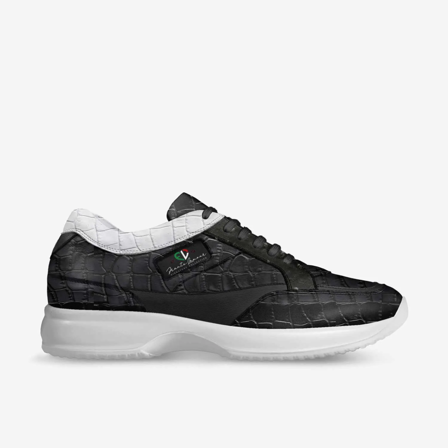 Kingdom First By Frantz Lamour - Women's Low Top Genuine Leather Walking Sneacker - Black & White