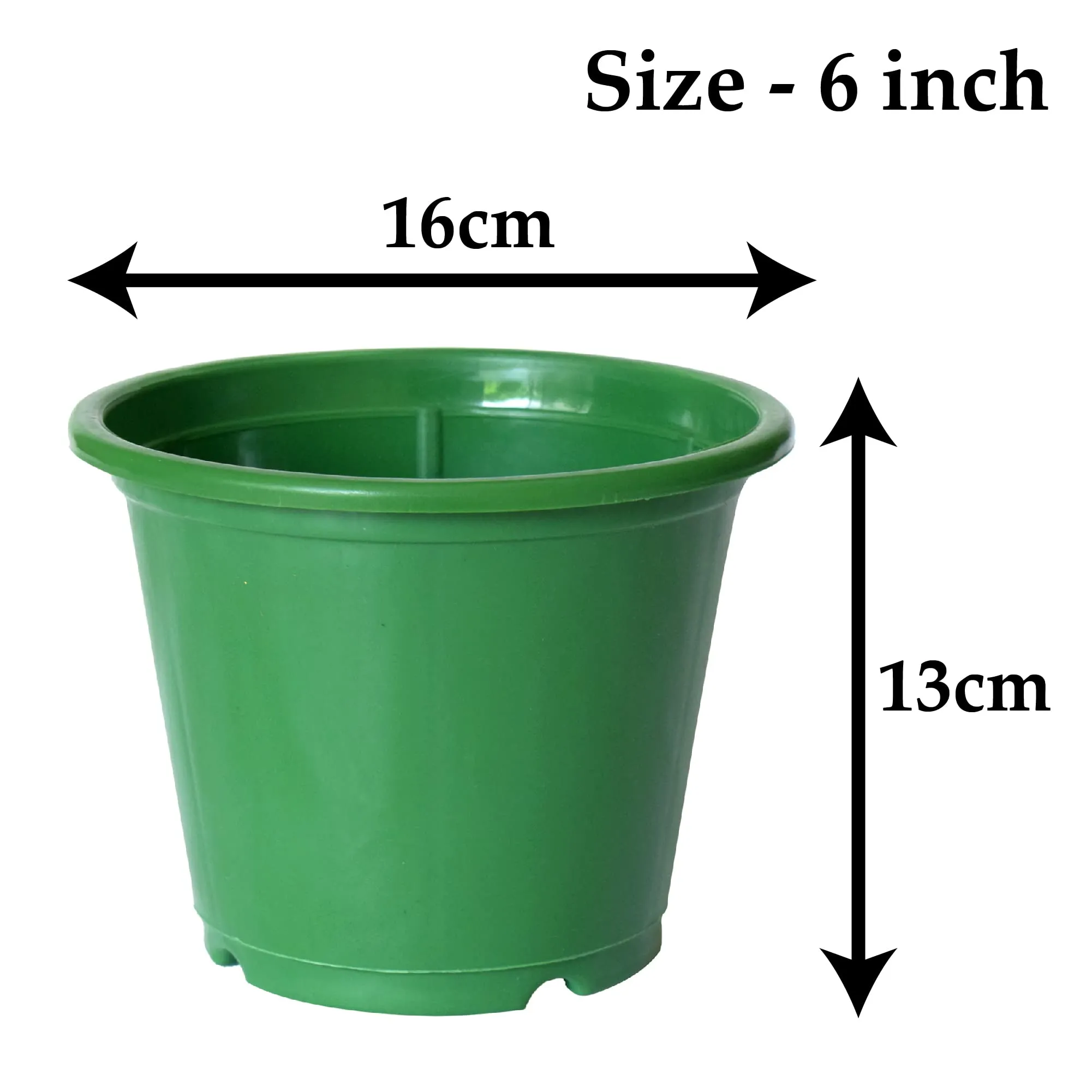 Kuber Industries Durable Plastic Flower Pot|Gamla with Drain Holes for Indoor Home Decor & Outdoor Balcony,Garden,6"x5",Pack of 8 (Green)