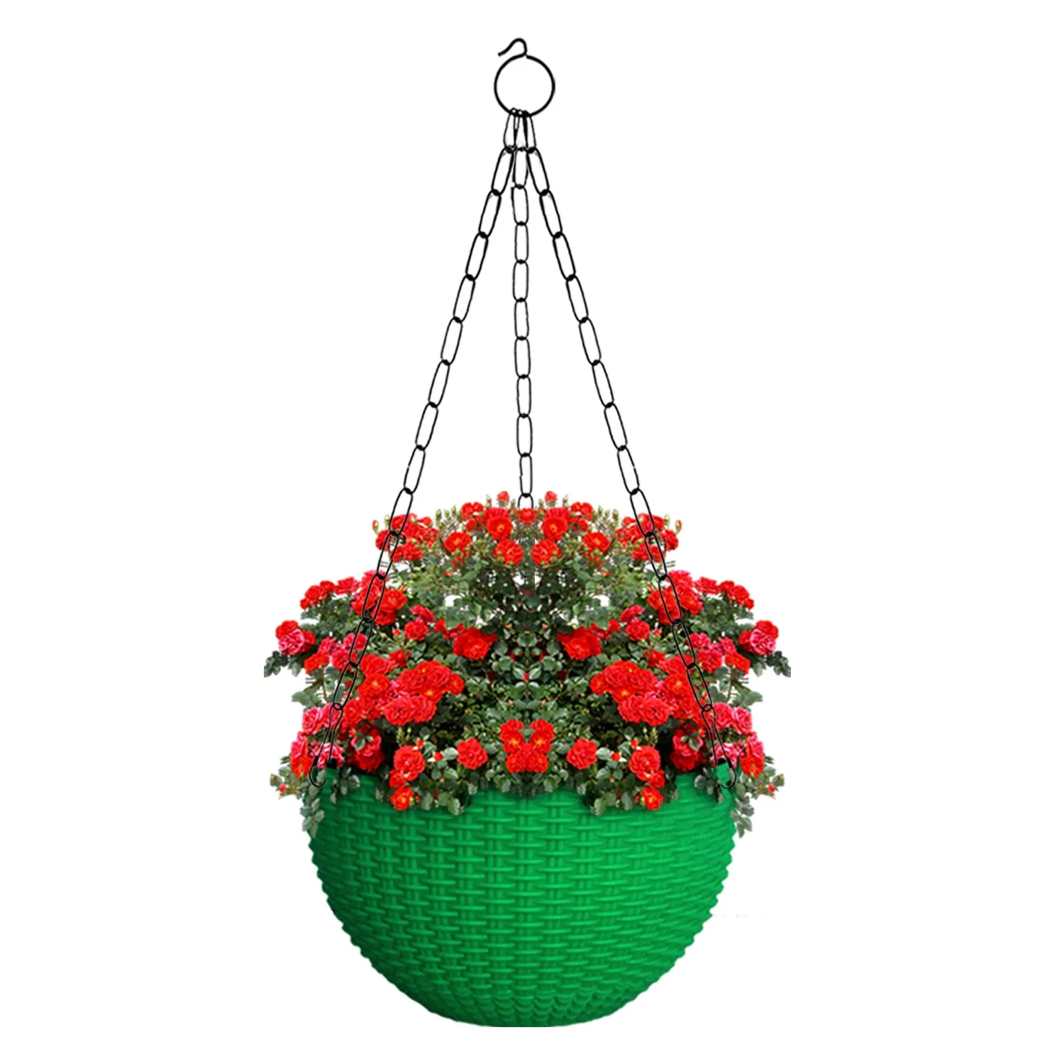 Kuber Industries Plastic Hanging Flower Pot for Balcony & Railing Set of 6 (Green) 53KM3821