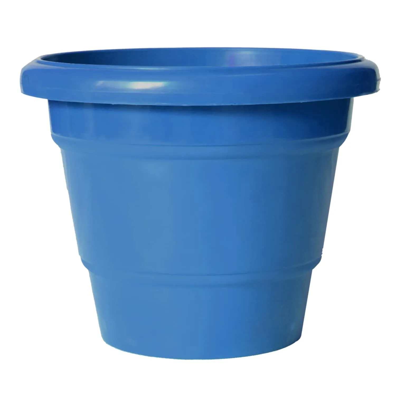 Kuber Industries Solid 2 Layered Plastic Flower Pot|Gamla for Home Decor,Nursery,Balcony,Garden,6"x5",Pack of 8 (Blue)