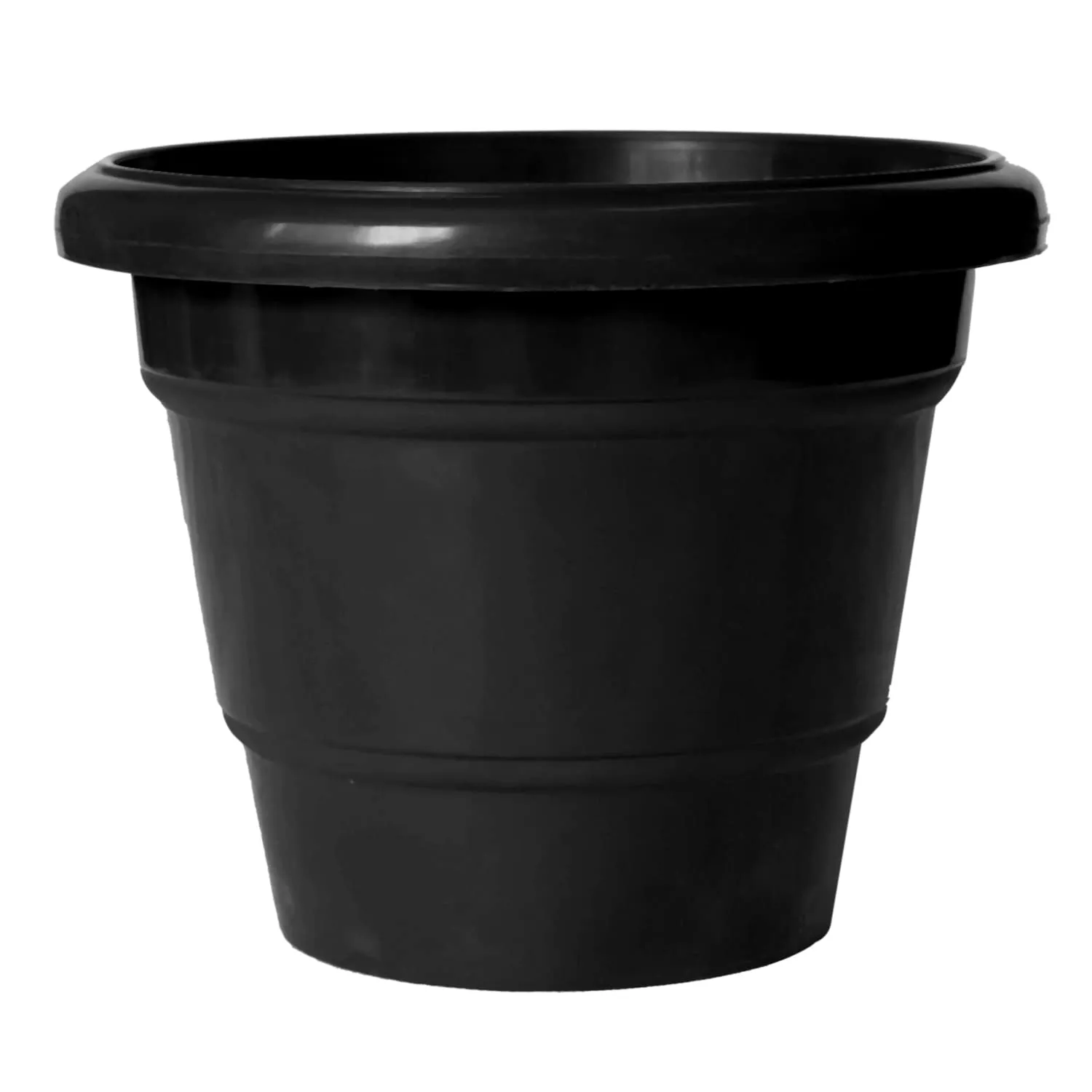 Kuber Industries Solid 2 Layered Plastic Flower Pot|Gamla for Home Decor,Nursery,Balcony,Garden,8"x 6",Pack of 8 (Black)