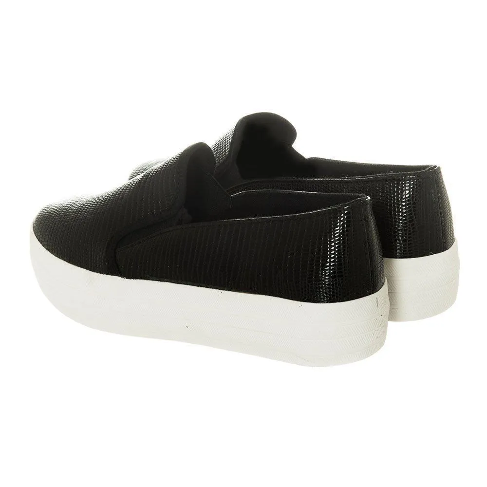 Low Slip On Flatform Skater Shoes With Rubber Sole And Elastic Gusset