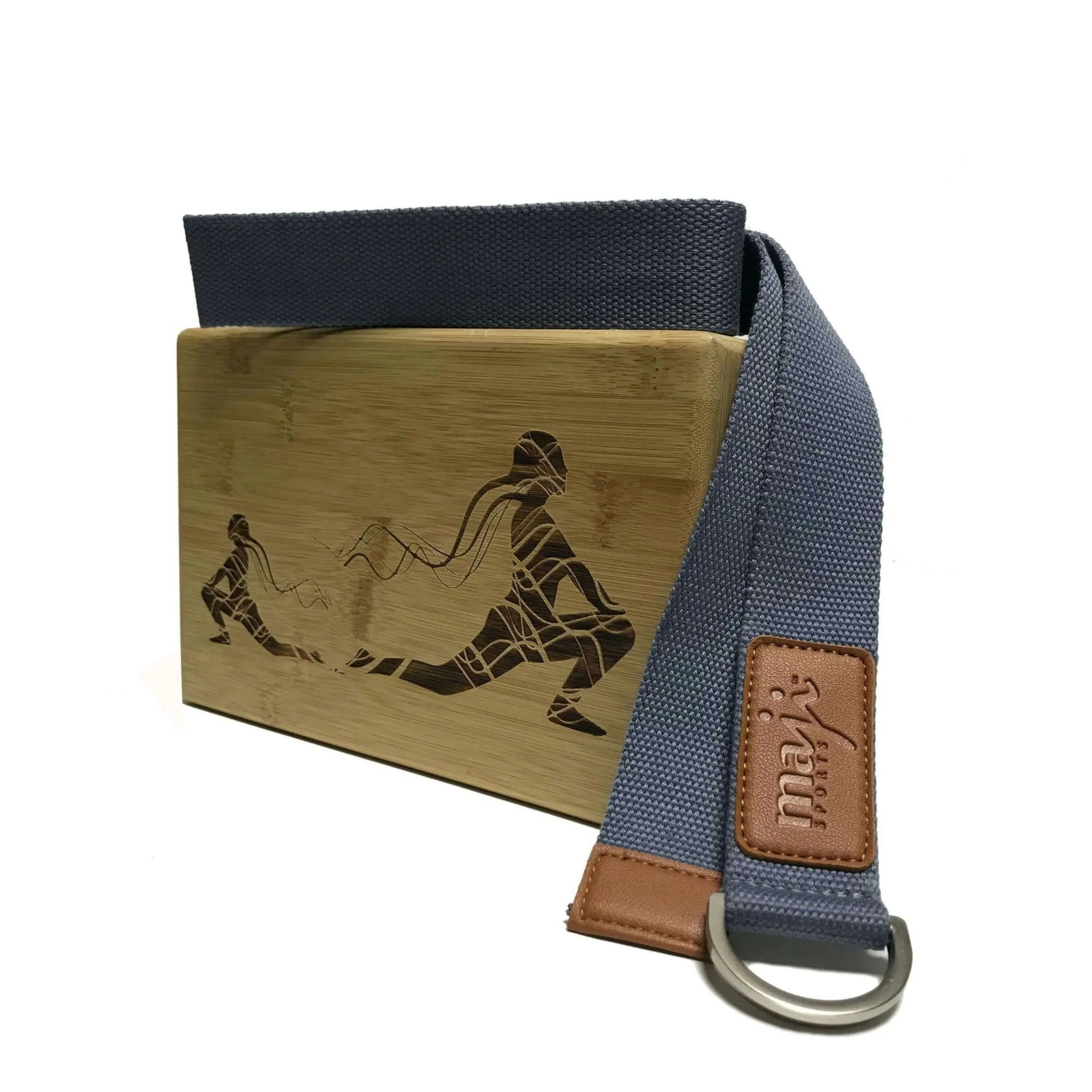 Maji Sports Laser Engraved Bamboo Block & Strap Combo