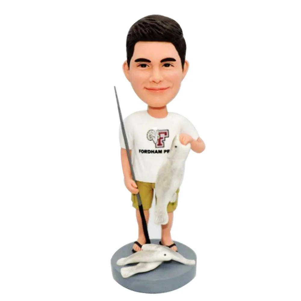 Male Fishing in Casual Summer Clothes Hunting Custom Figure Bobblehead