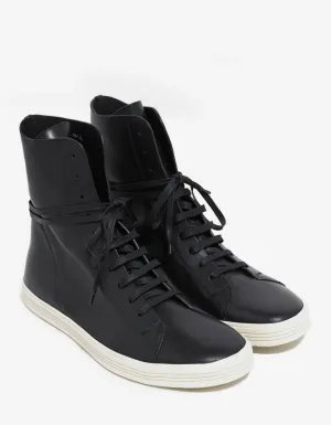 Mastosneaks Black Leather High Top Trainers