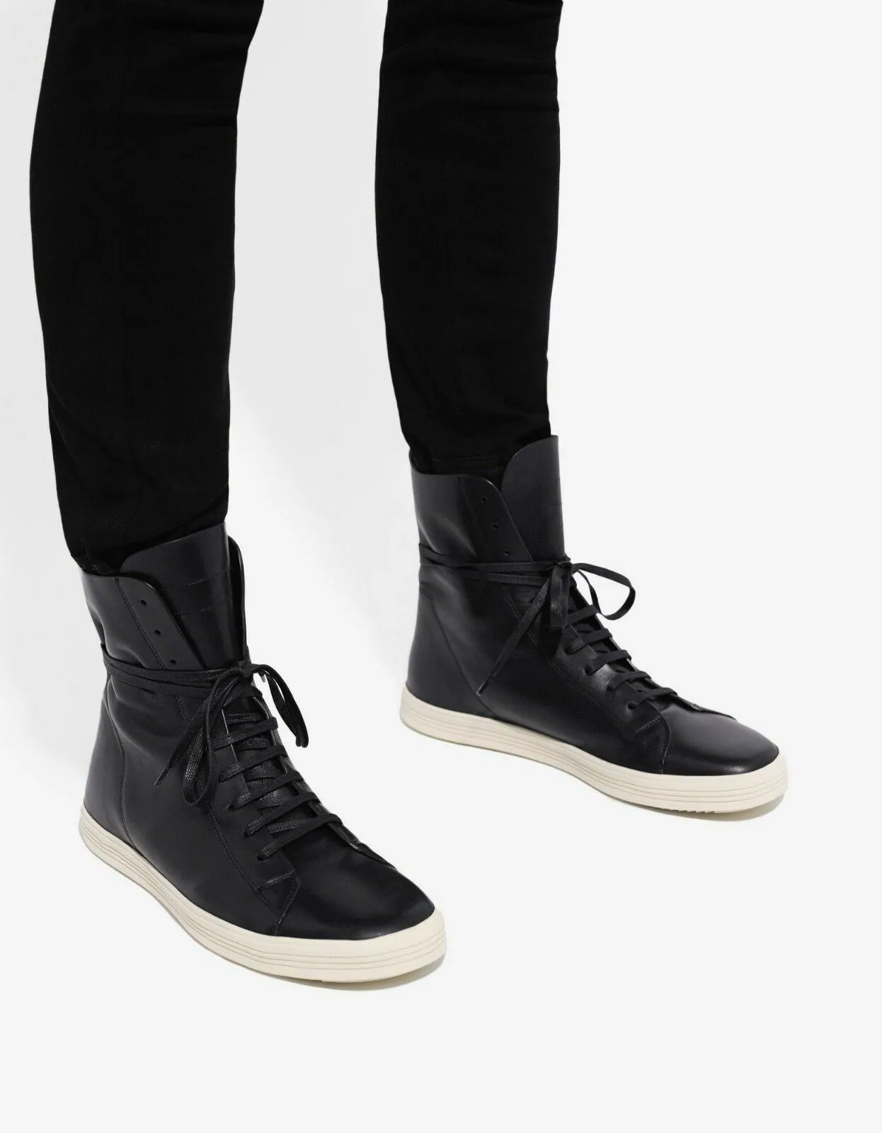 Mastosneaks Black Leather High Top Trainers