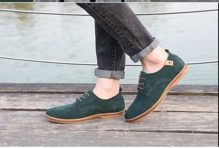 Men Casual Leather Chaussure Homme Shoes Green