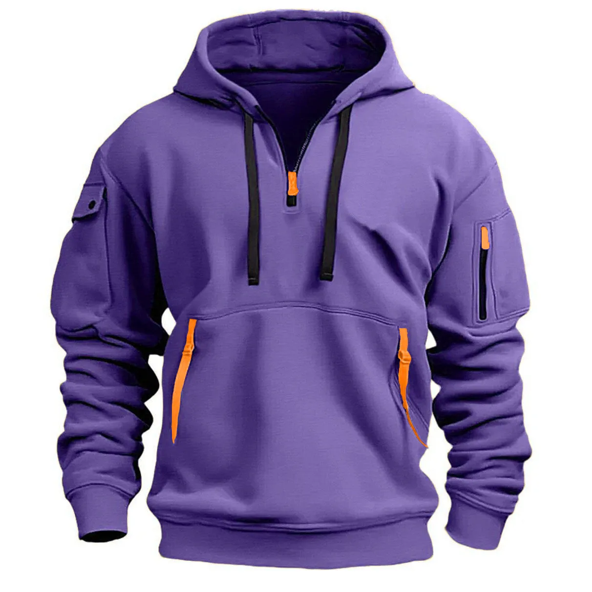 MEN'S CASUAL SPORTS HOODIE ARM POCKET ZIPPER HOODIE