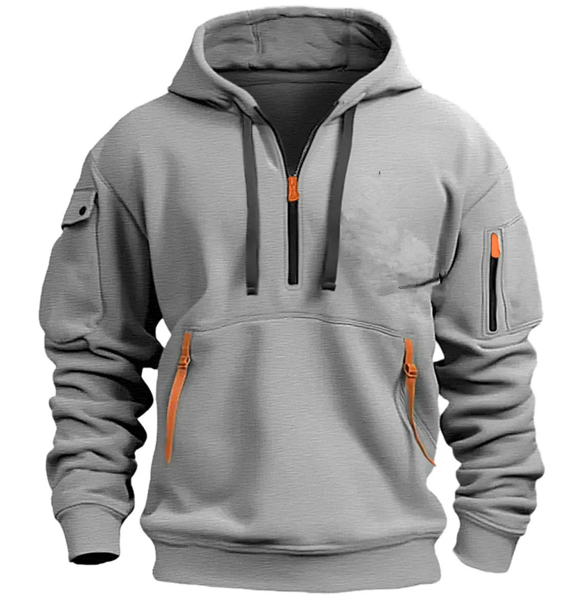 MEN'S CASUAL SPORTS HOODIE ARM POCKET ZIPPER HOODIE