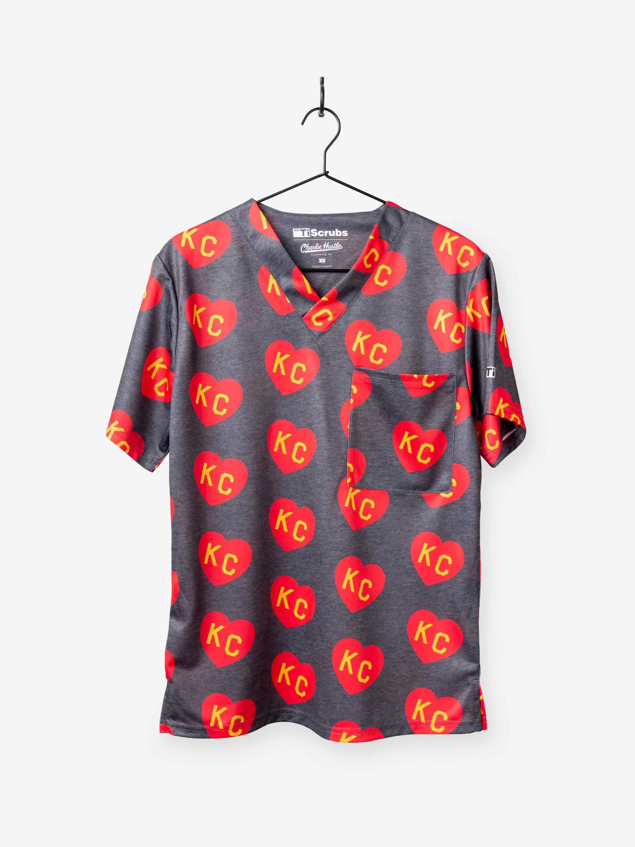 Men's "All-Over KC Heart" Scrub Top