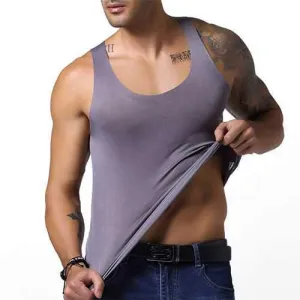 Men's Seamless Ice Silk Vest Leisure Solid Color Thin Elastic Fitness Sports Tanks Tops