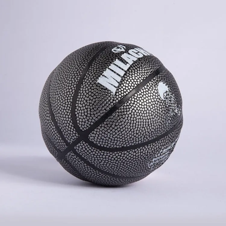 MILACHIC Number 1 Mini Rubber Hollow Glue Stretch Training Basketball(Black)