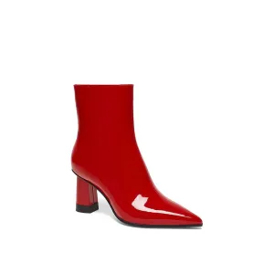 Millie's Pointed Toe Chunky Heel Patent Leather Short Boots