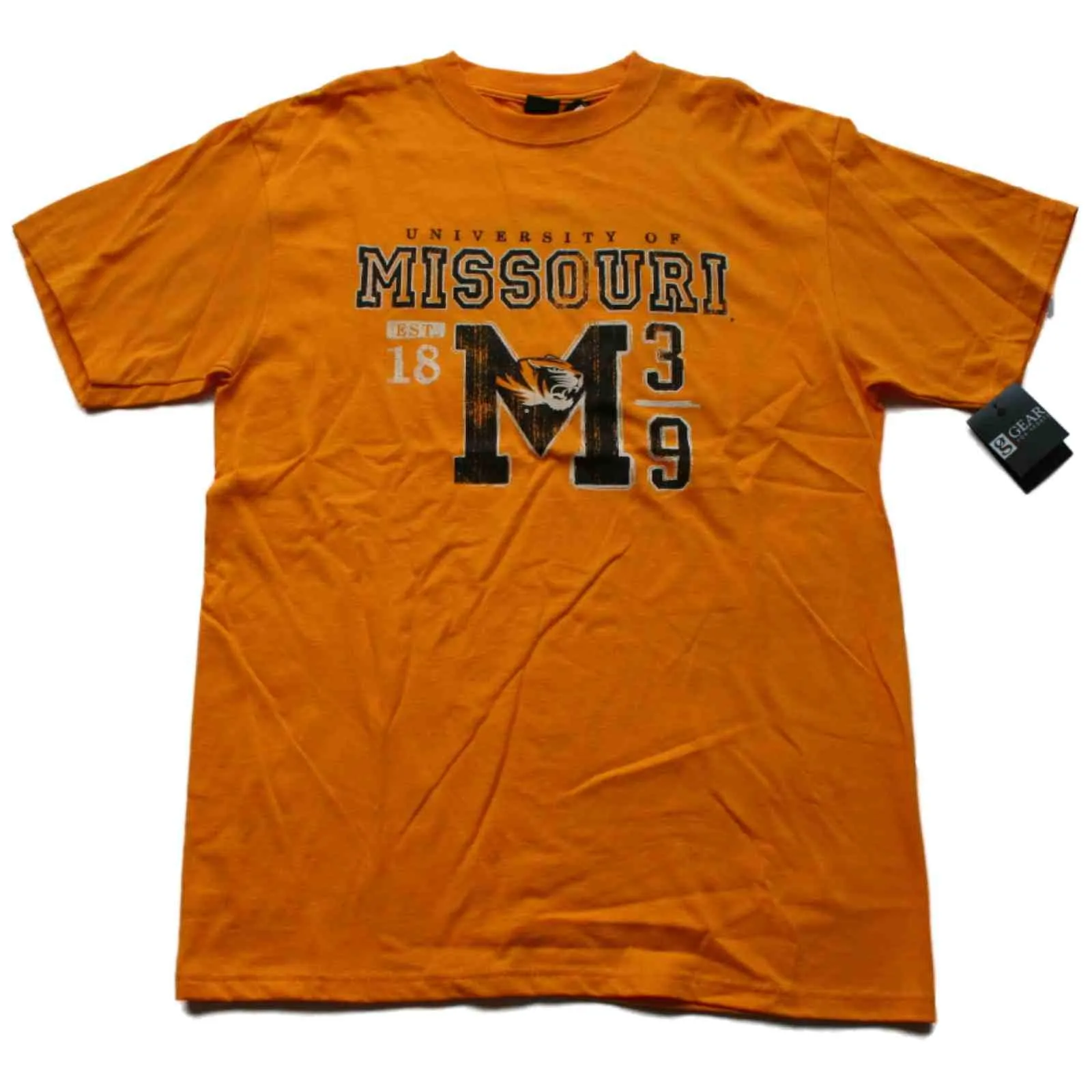 Missouri Tigers Gear for Sports Gold Dual Logo 1839 Soft Cotton T-Shirt (L)