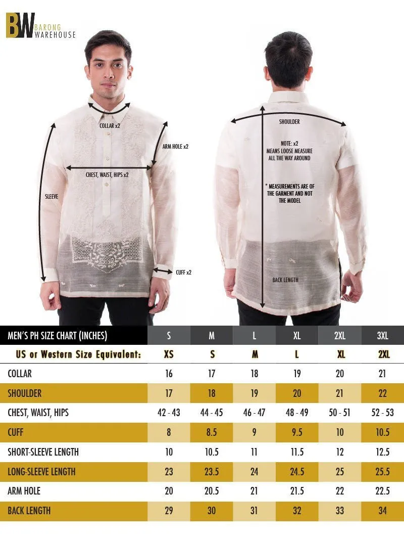 ML06 - Jusilyn Short-Sleeve Full-Open White Barong Tagalog