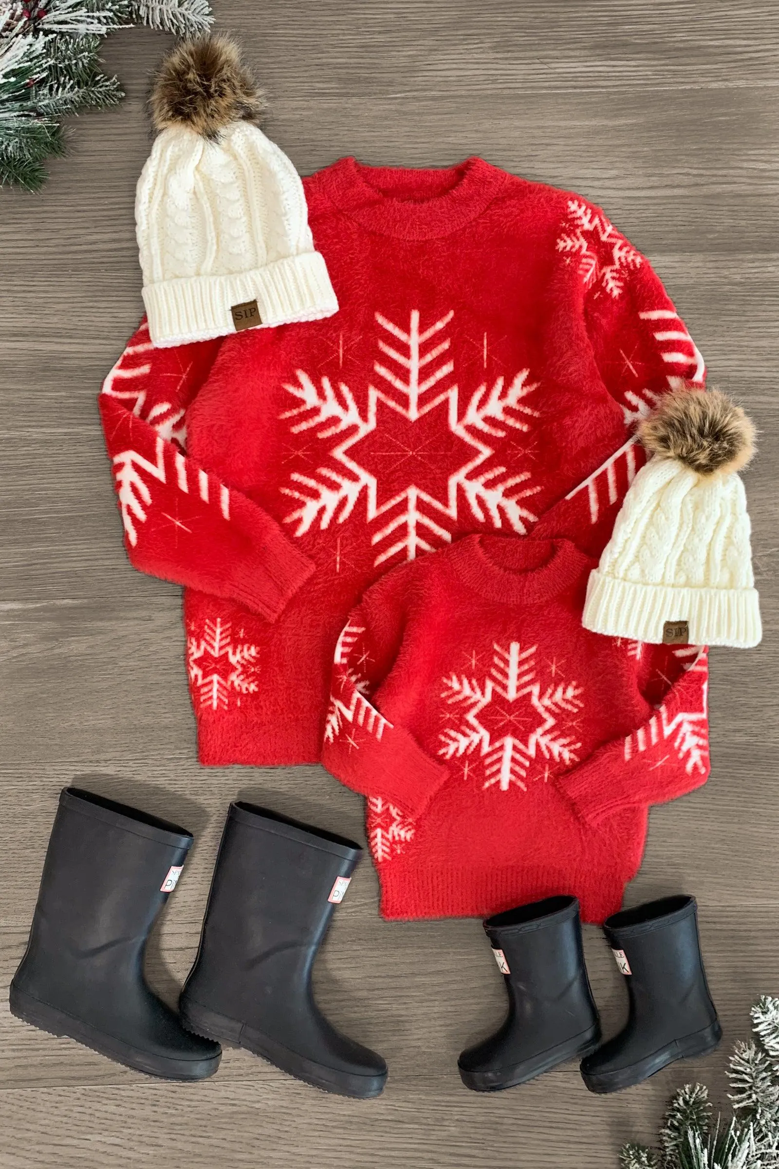 Mom & Me - Red & White Snowflake Sweater