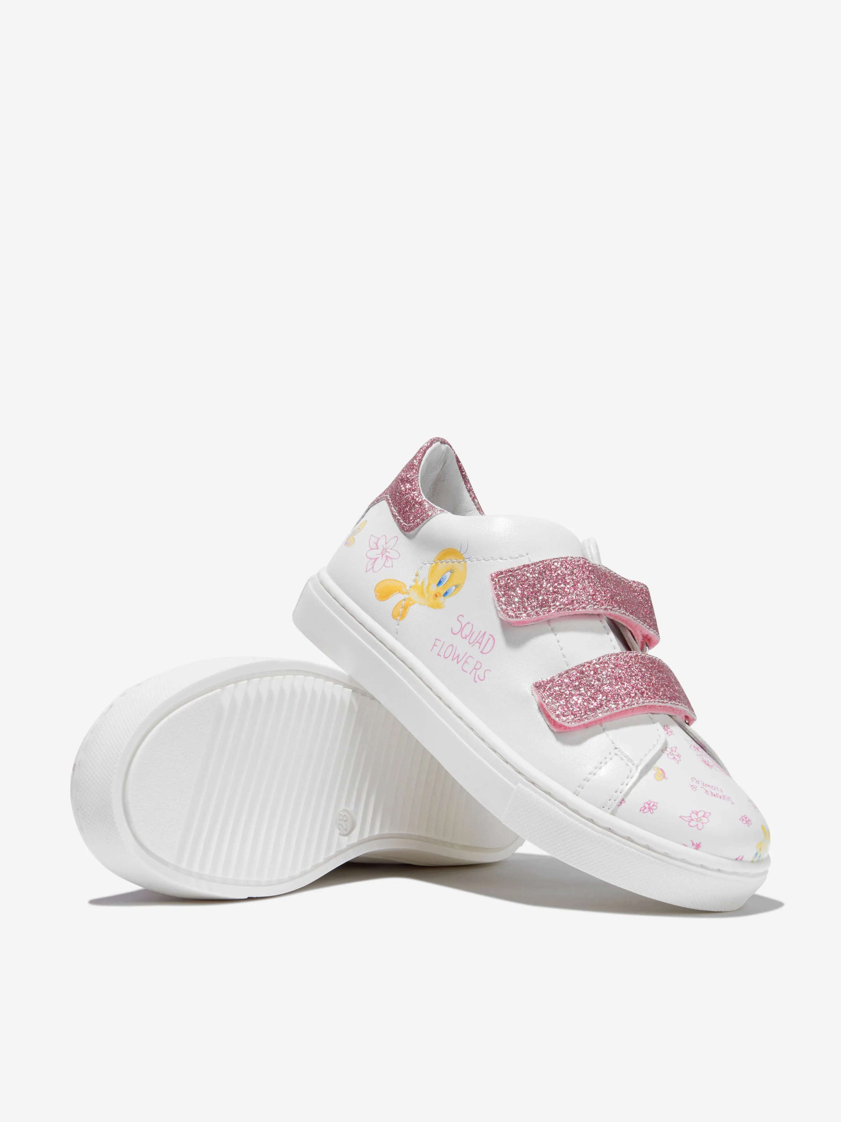 Monnalisa Girls Faux Leather And Glitter Tweety Trainers