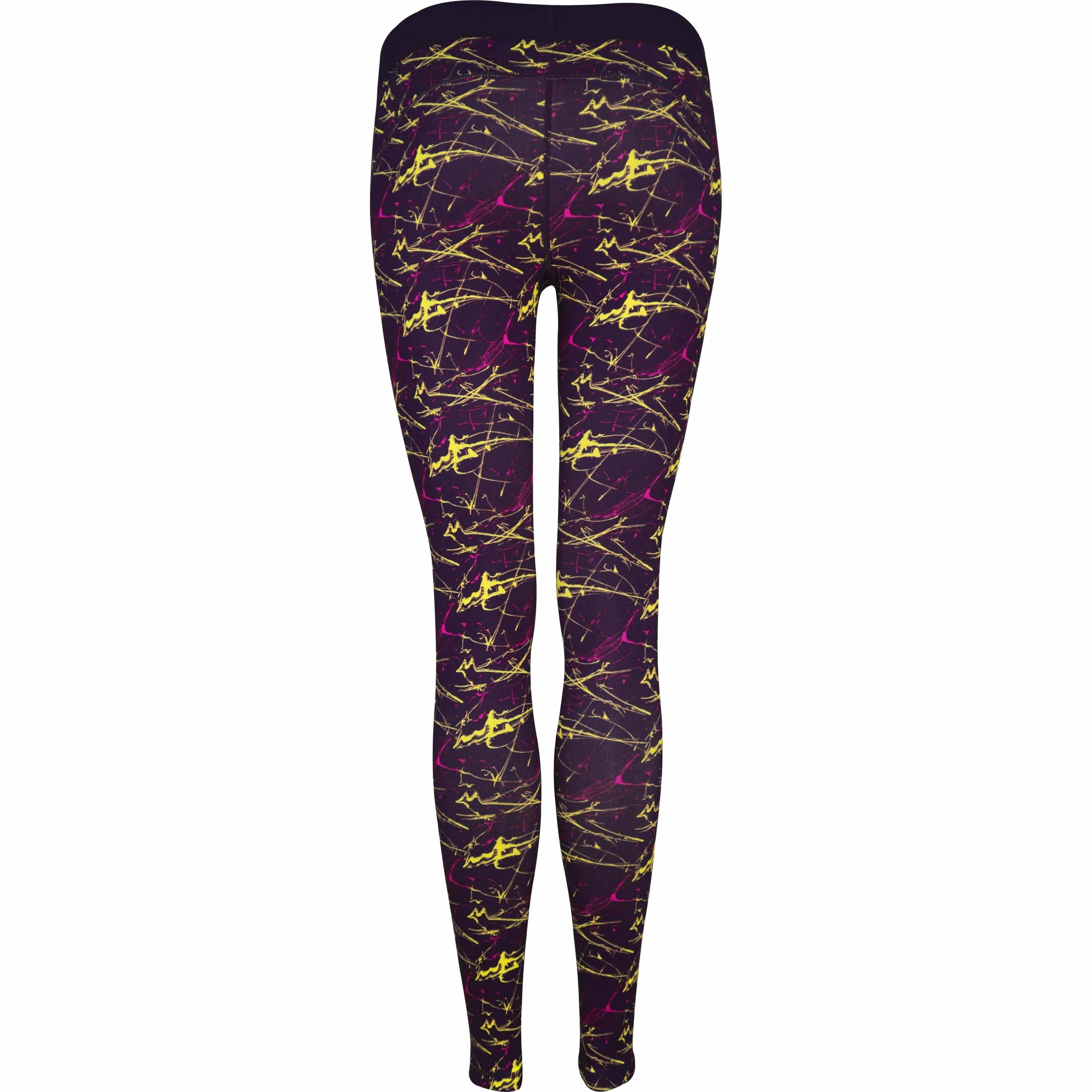 More Mile Go For It Printed Womens Long Running Tights - Purple