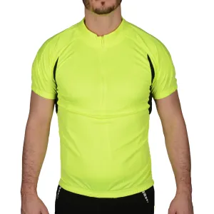 More Mile Short Sleeve Half Zip Mens Cycling Jersey - Hi Viz Yellow