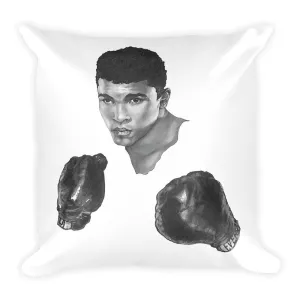 MU Ali Boxing Square Cushion Illustrated by Robert Bowen