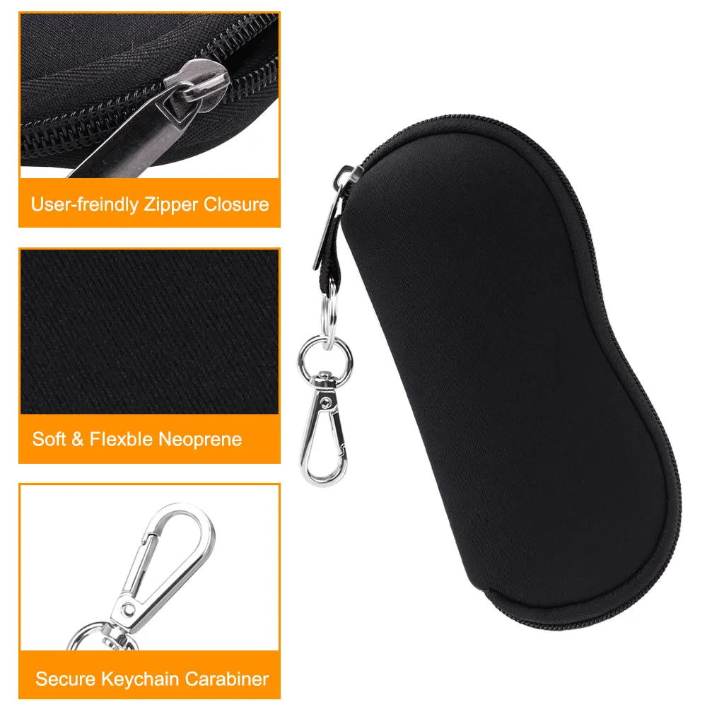 Neoprene Zipper Glasses Soft Case with Carabiner | Fintie