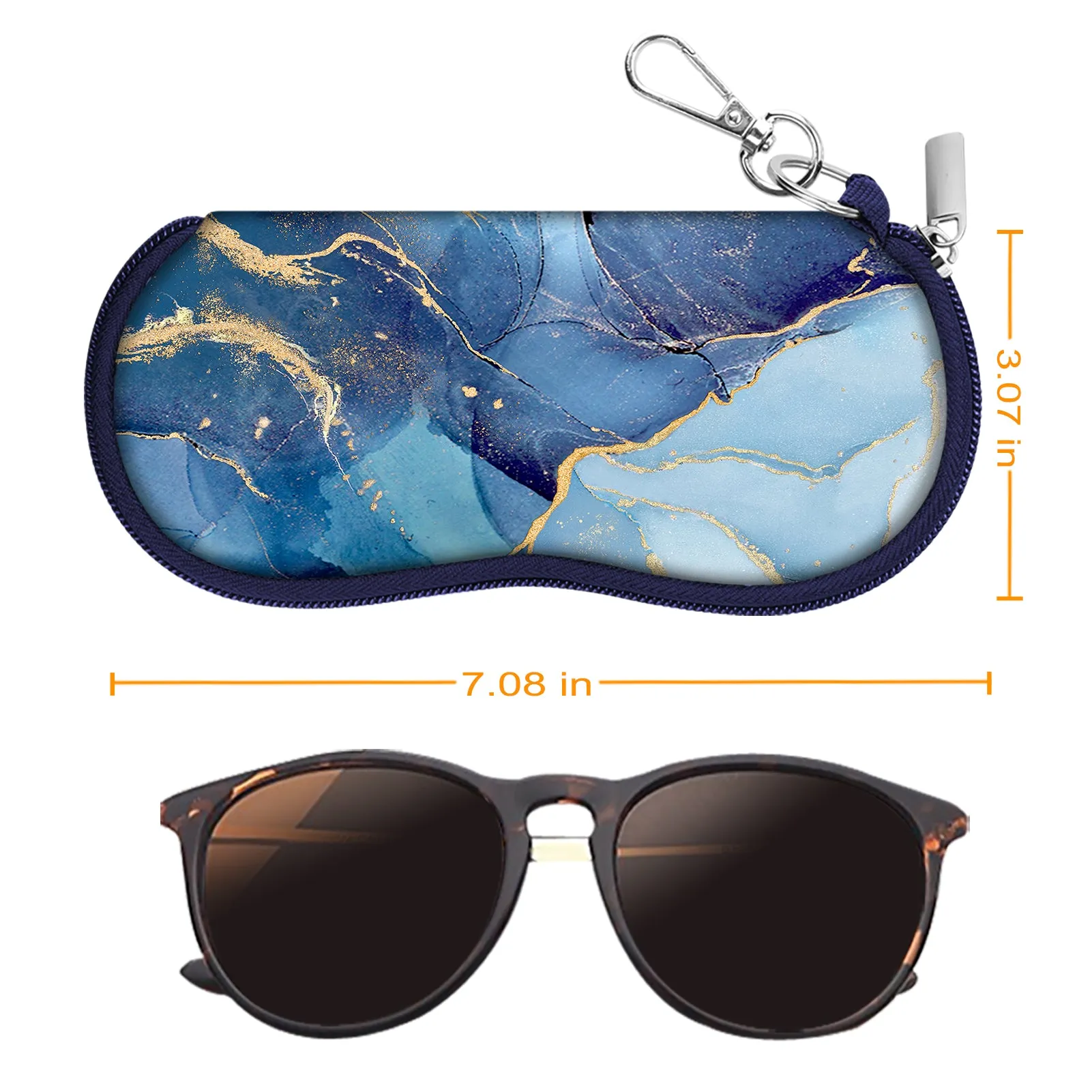 Neoprene Zipper Glasses Soft Case with Carabiner | Fintie