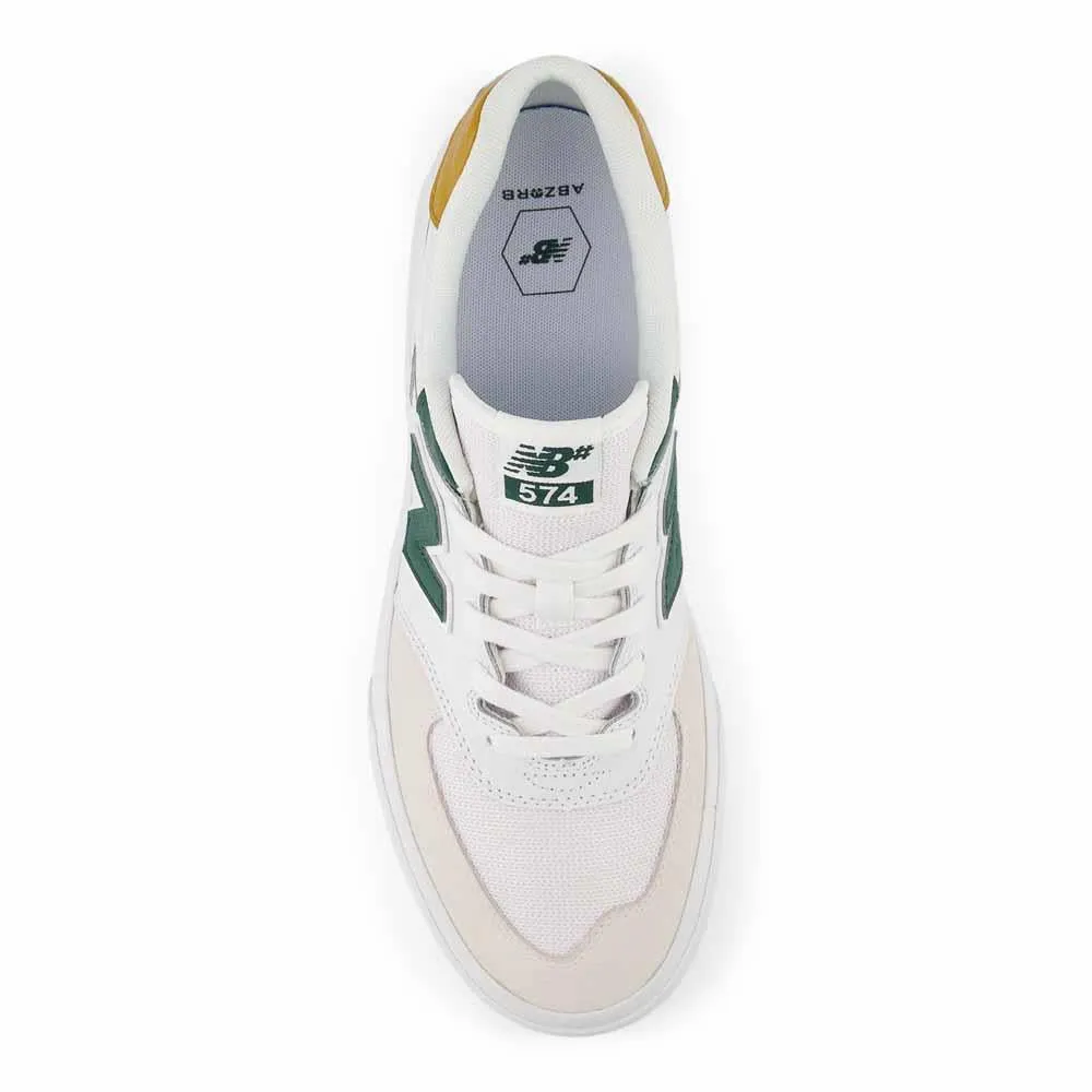 New Balance Numeric 574 Vulc White Night Watch Green Skate Shoes