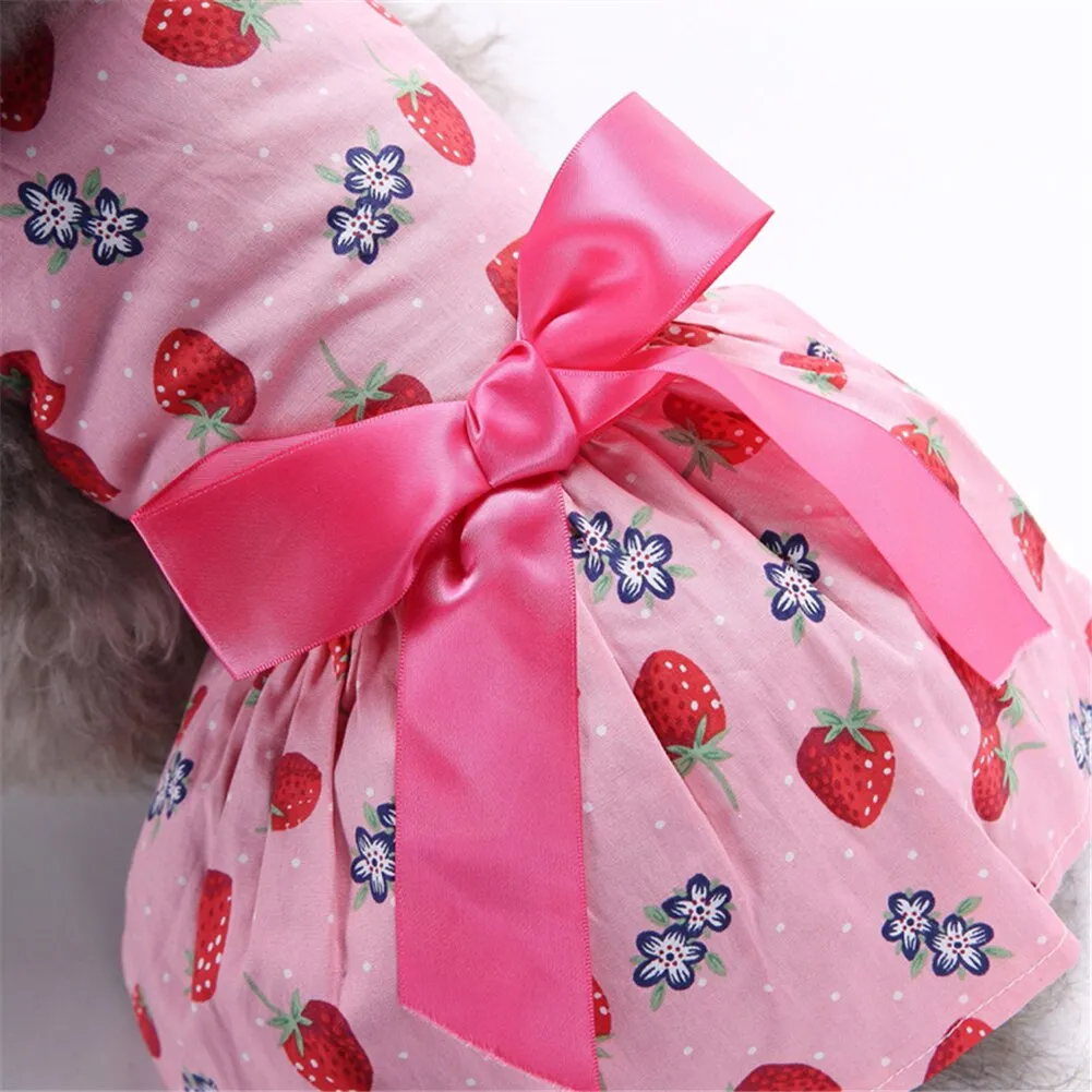 New Summer Dog Dresses Cotton Strawberry Pattern