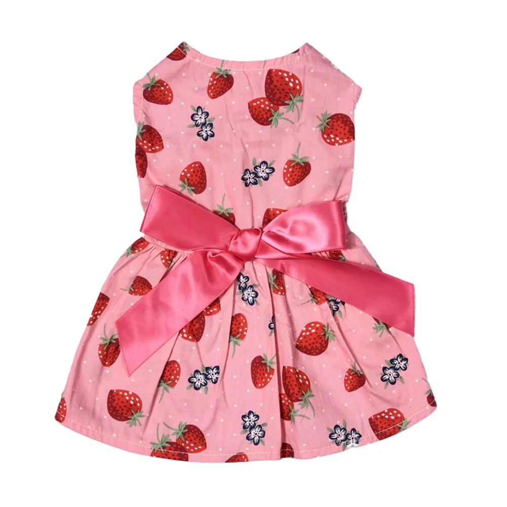 New Summer Dog Dresses Cotton Strawberry Pattern