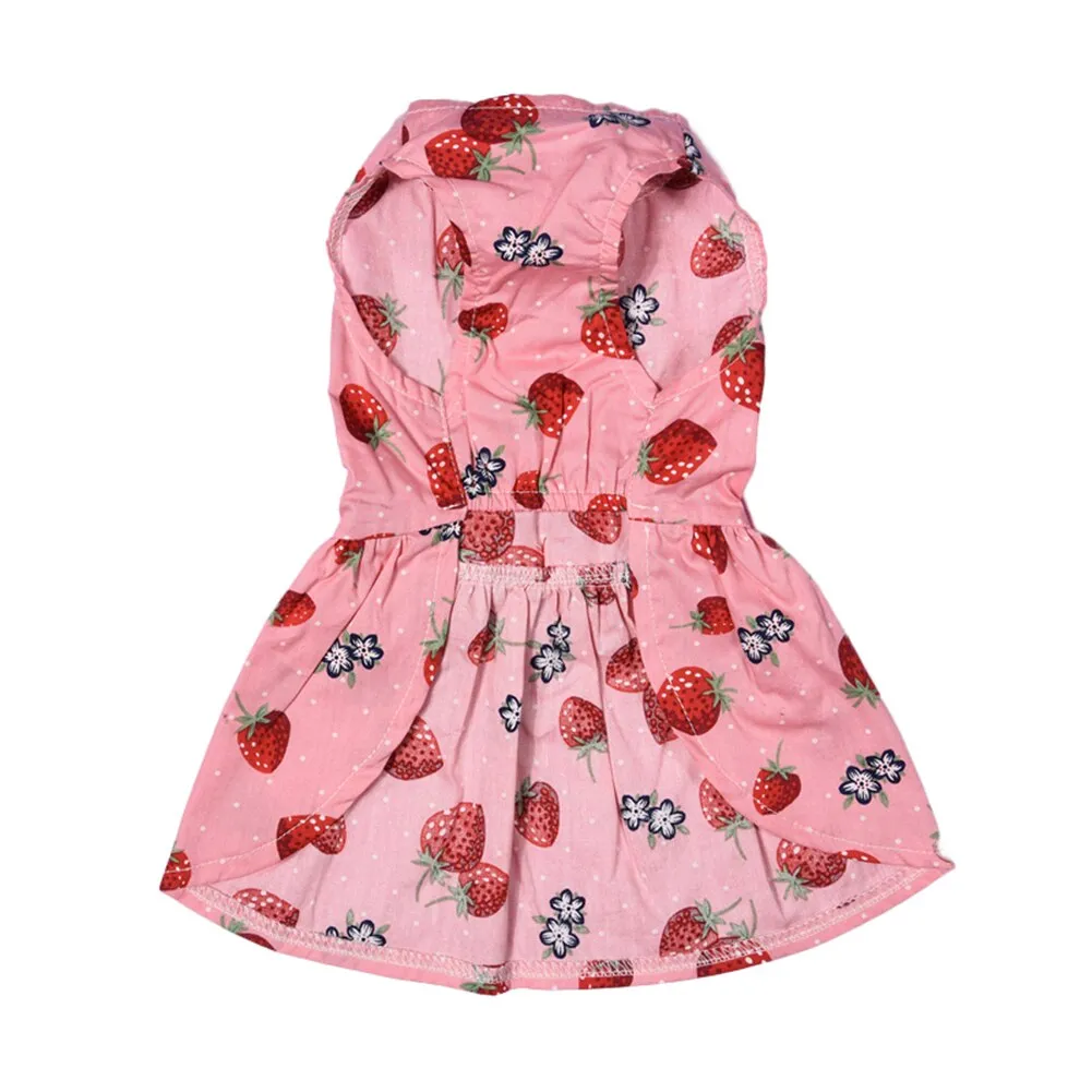 New Summer Dog Dresses Cotton Strawberry Pattern