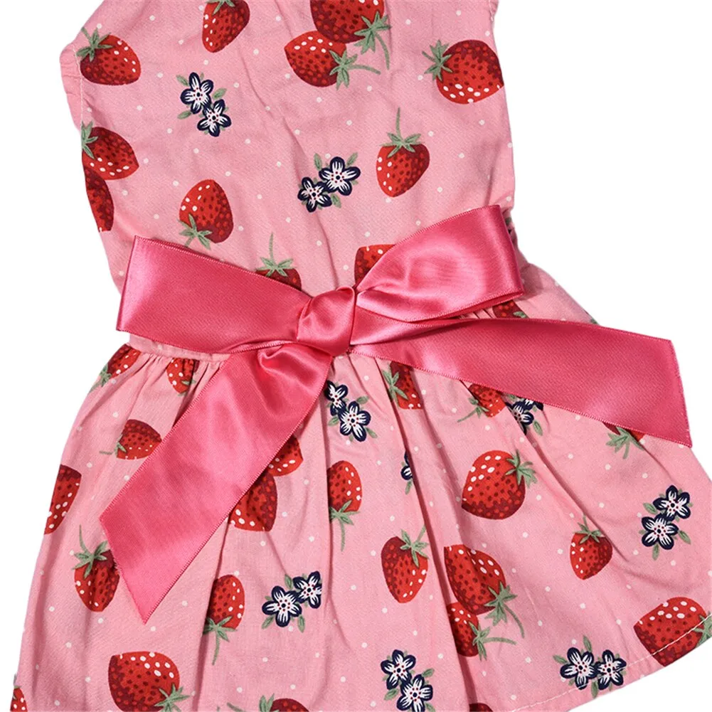 New Summer Dog Dresses Cotton Strawberry Pattern