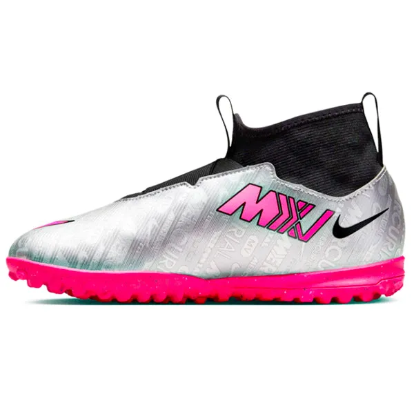 Nike Jr. Zoom Superfly 9 Academy XXV Turf Soccer Shoes (Metallic Silver/Hyper Pink)