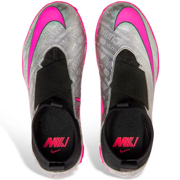 Nike Jr. Zoom Superfly 9 Academy XXV Turf Soccer Shoes (Metallic Silver/Hyper Pink)